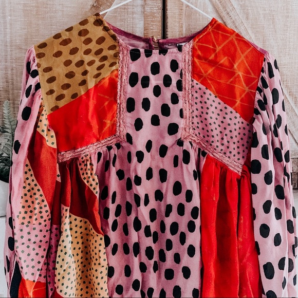 ✨Anthropology Patchwork Pattern Peasant Blouse✨ - Picture 3 of 7